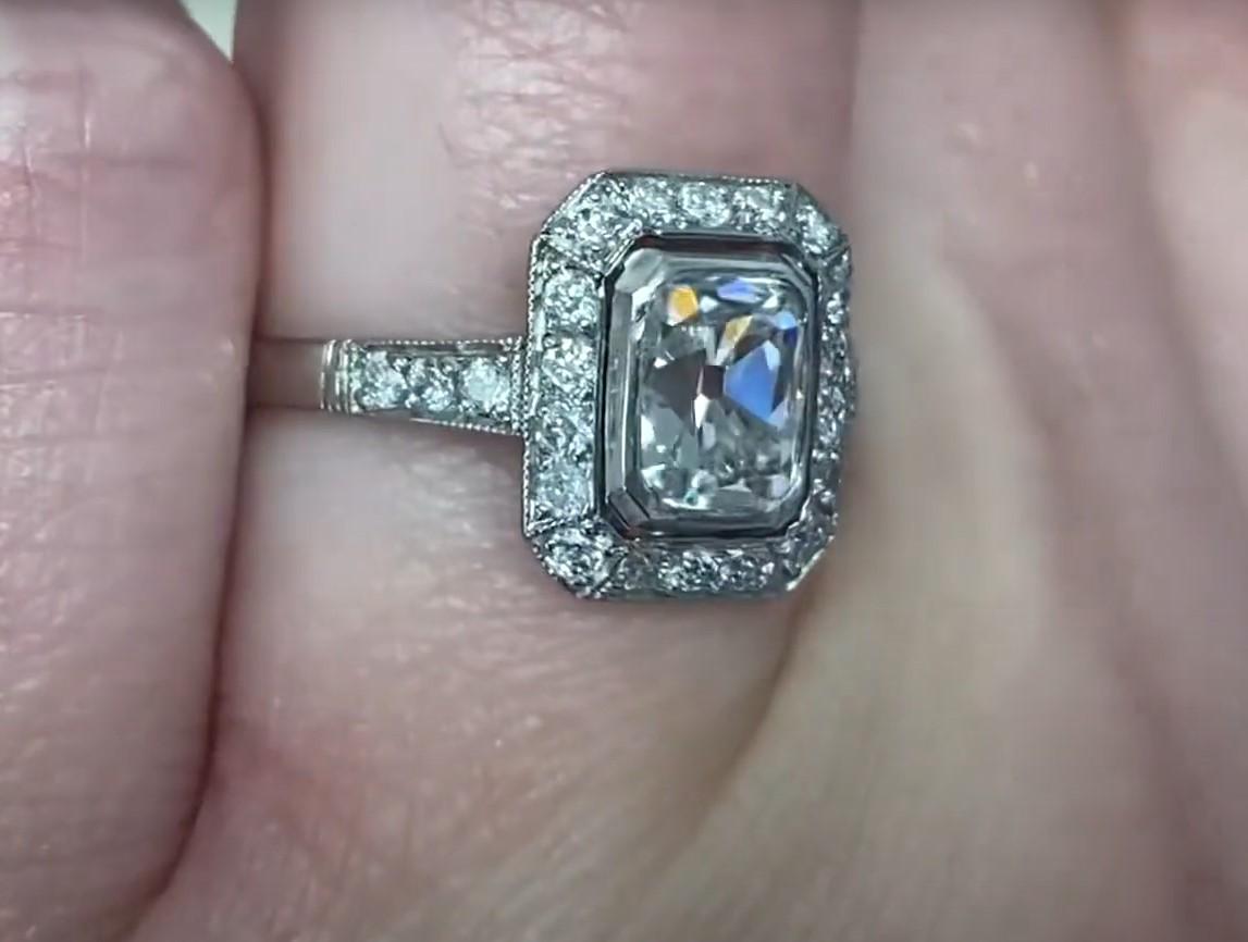 GIA 1.03ct Antique Cushion Cut Diamond Engagement Ring, H Color, Platinum For Sale 1