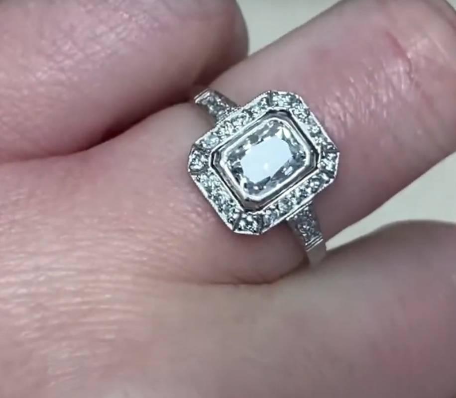 GIA 1.03ct Antique Cushion Cut Diamond Engagement Ring, H Color, Platinum For Sale 4