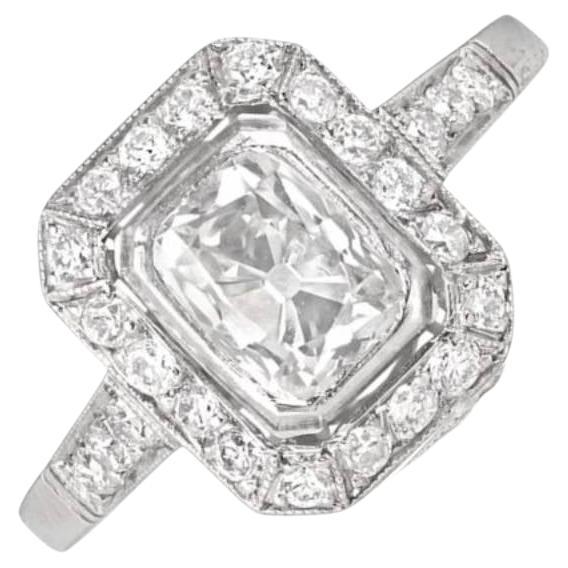 GIA 1.03ct Antique Cushion Cut Diamond Engagement Ring, H Color, Platinum For Sale