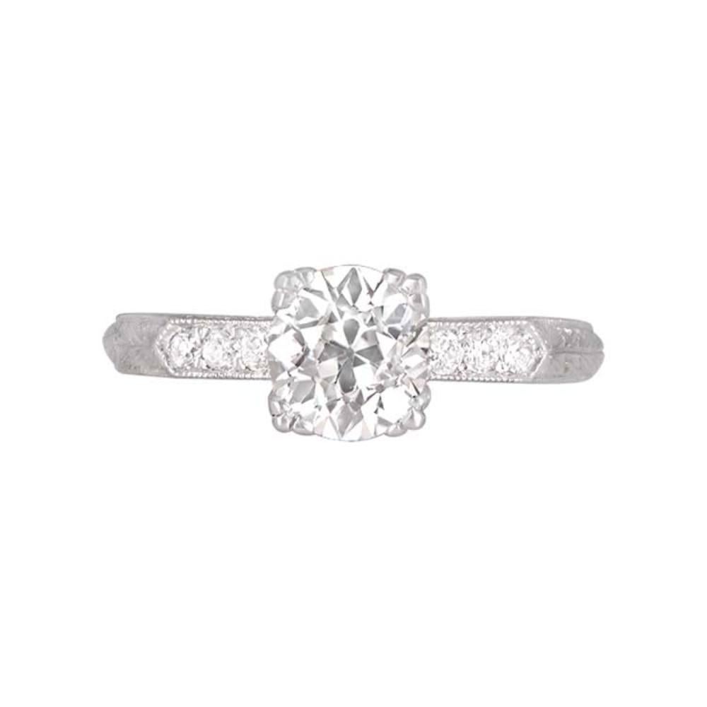 Old European Cut GIA 1.03 Carat Old Euro-cut Diamond Engagement Ring, G Color, Platinum For Sale