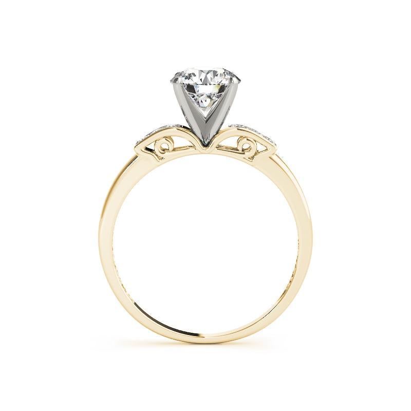 Taille ronde GIA 1.03ct Round Decorated Gallery Princess Channel Bague diamant en or jaune en vente