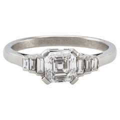 GIA 1.04 Carat Asscher Cut Diamond Platinum Ring