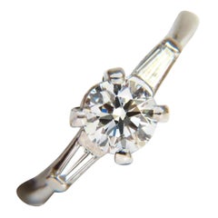 GIA 1.04 Carat Ideal Cut G/Vs2 Round Brilliant Diamond Ring Platinum*