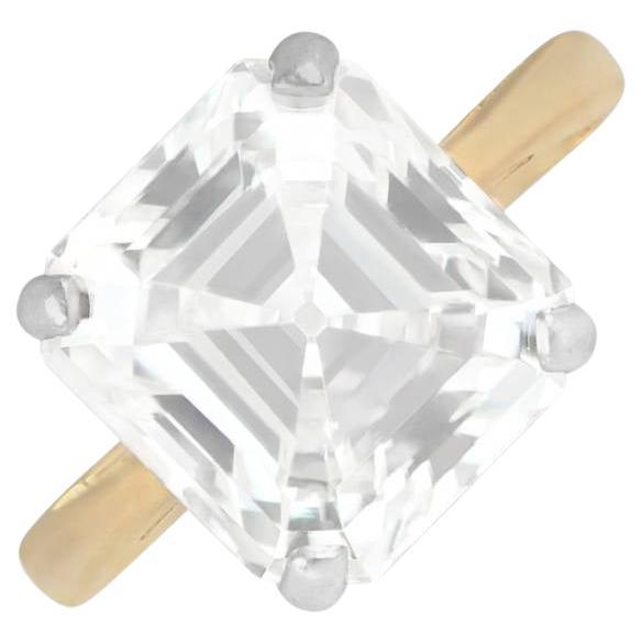 GIA 10.42ct Asscher Cut Diamond Solitaire Ring, VS1 Clarity, 18k Yellow Gold For Sale
