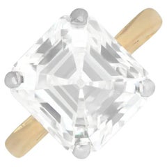 GIA 10,42 Karat Asscher-Schliff Diamant Solitär-Ring, VS1 Reinheit, 18k Gelbgold