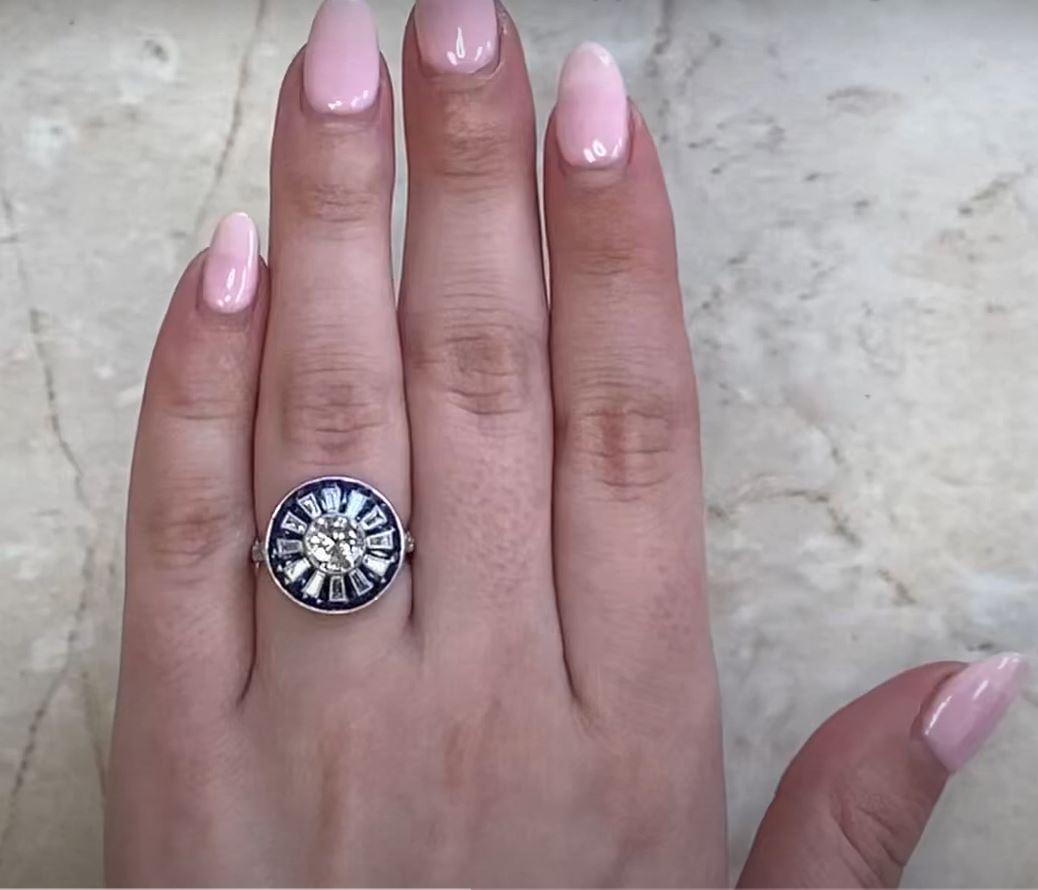 GIA 1.04ct Transitional Cut Diamond Engagement Ring, Diamond Halo, Platinum For Sale 4
