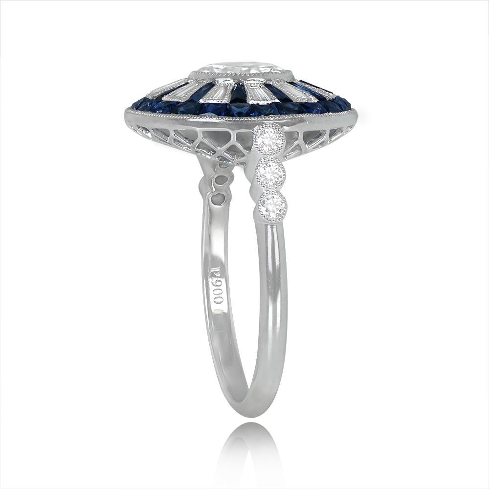 Old European Cut GIA 1.04ct Transitional Cut Diamond Engagement Ring, Diamond Halo, Platinum For Sale