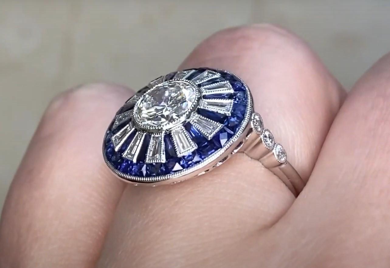 GIA 1.04ct Transitional Cut Diamond Engagement Ring, Diamond Halo, Platinum For Sale 1