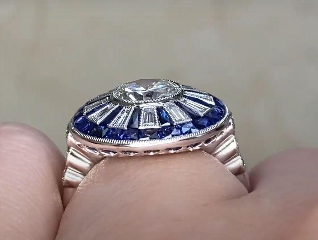 GIA 1.04ct Transitional Cut Diamond Engagement Ring, Diamond Halo, Platinum For Sale 2