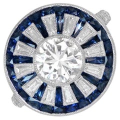 GIA 1.04ct Transitional Cut Diamond Engagement Ring, Diamond Halo, Platinum