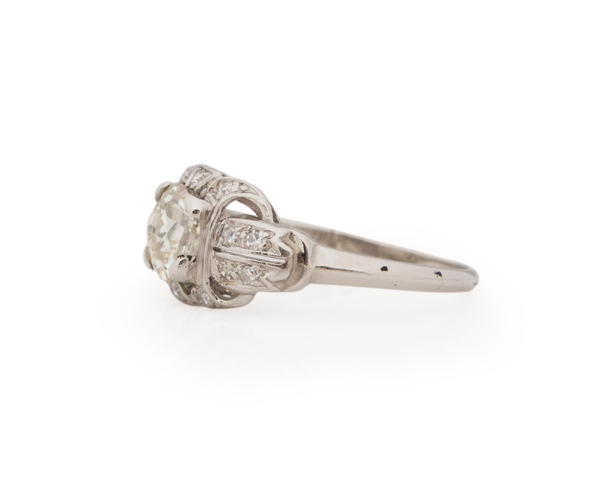GIA 1,05 Karat Art Deco Diamant Platin Verlobungsring (Art déco) im Angebot