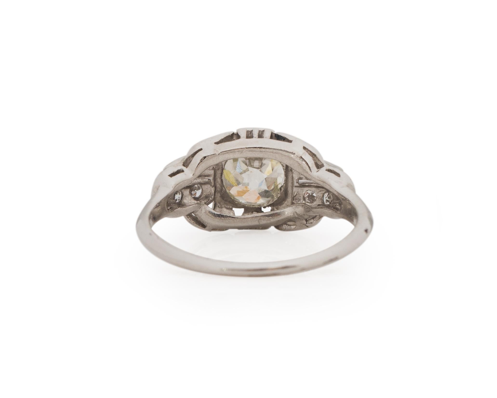 GIA 1,05 Karat Art Deco Diamant Platin Verlobungsring (Alteuropäischer Brillantschliff) im Angebot