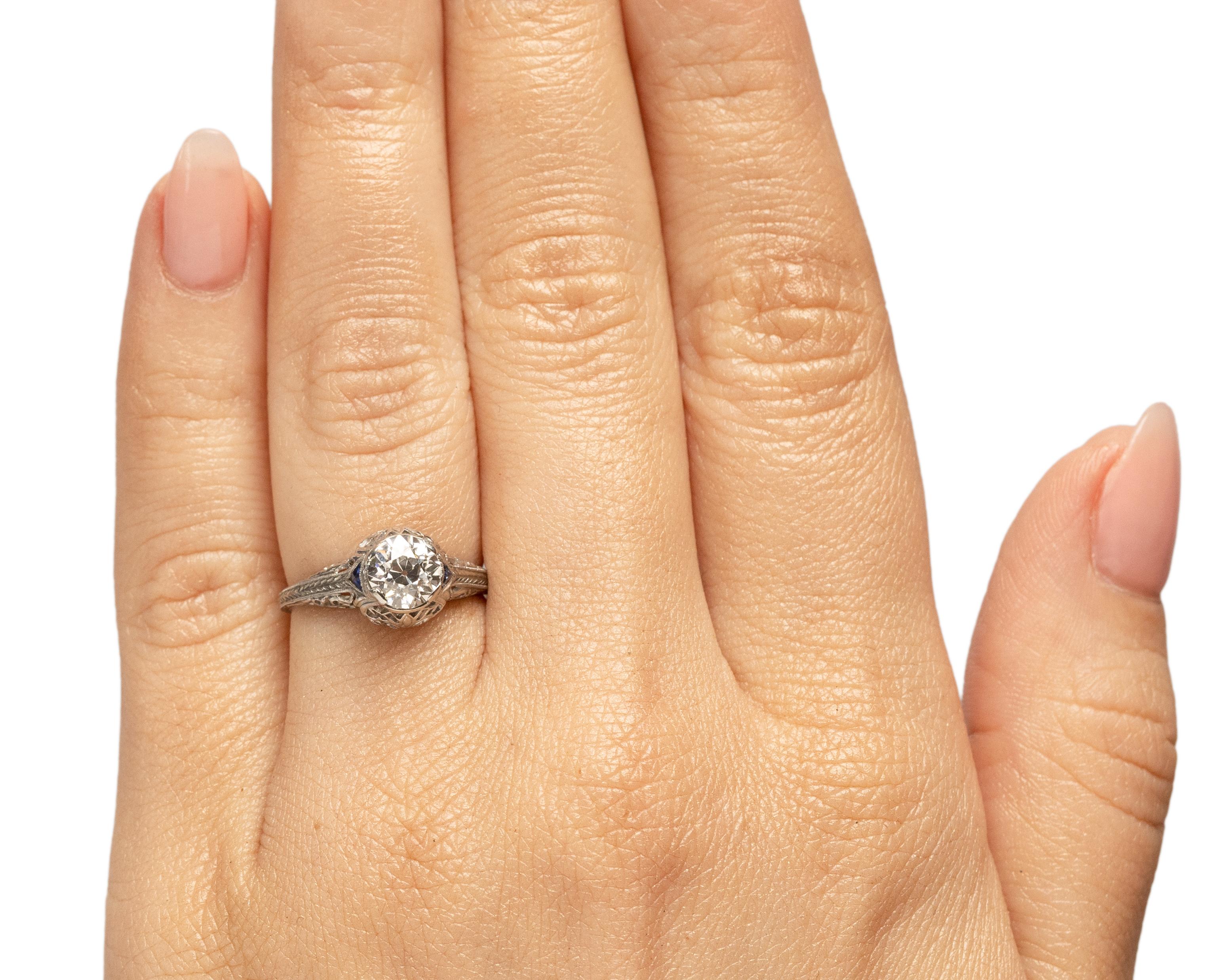 Bague de fiançailles Art déco en platine avec diamants de 1,05 carat certifiés GIA Pour femmes en vente