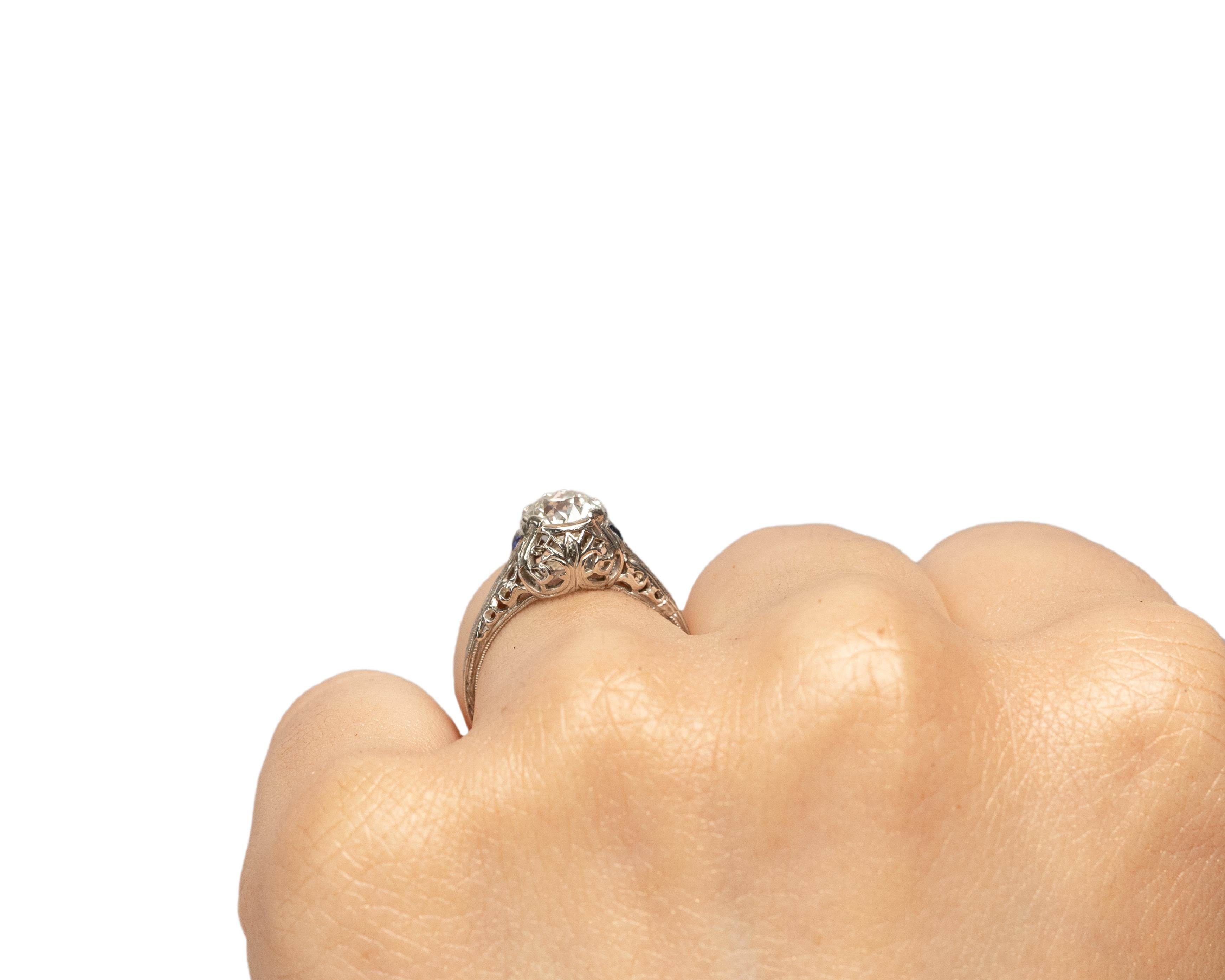 GIA 1.05 Carat Art Deco Diamond Platinum Engagement Ring For Sale 1