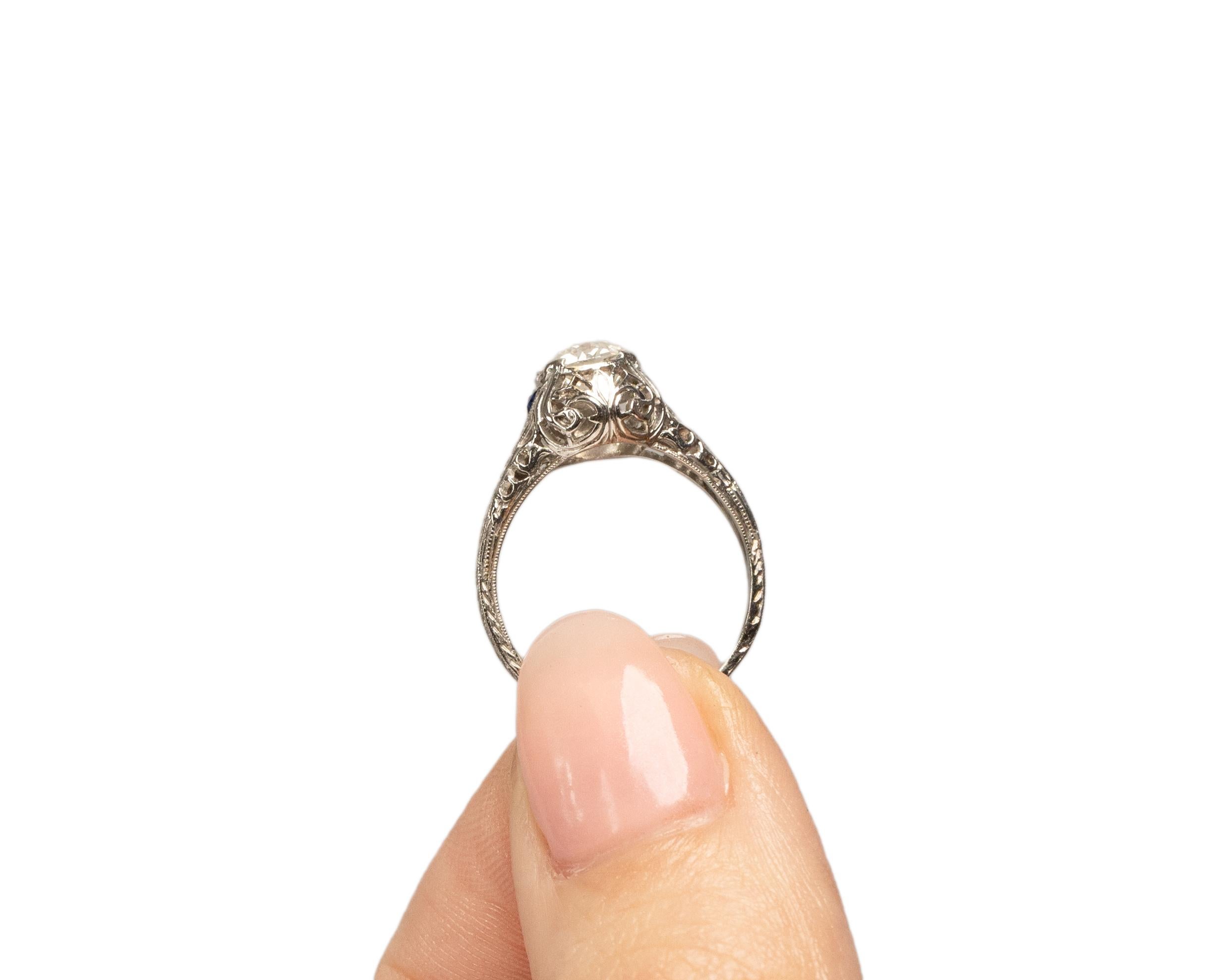 GIA 1.05 Carat Art Deco Diamond Platinum Engagement Ring For Sale 2