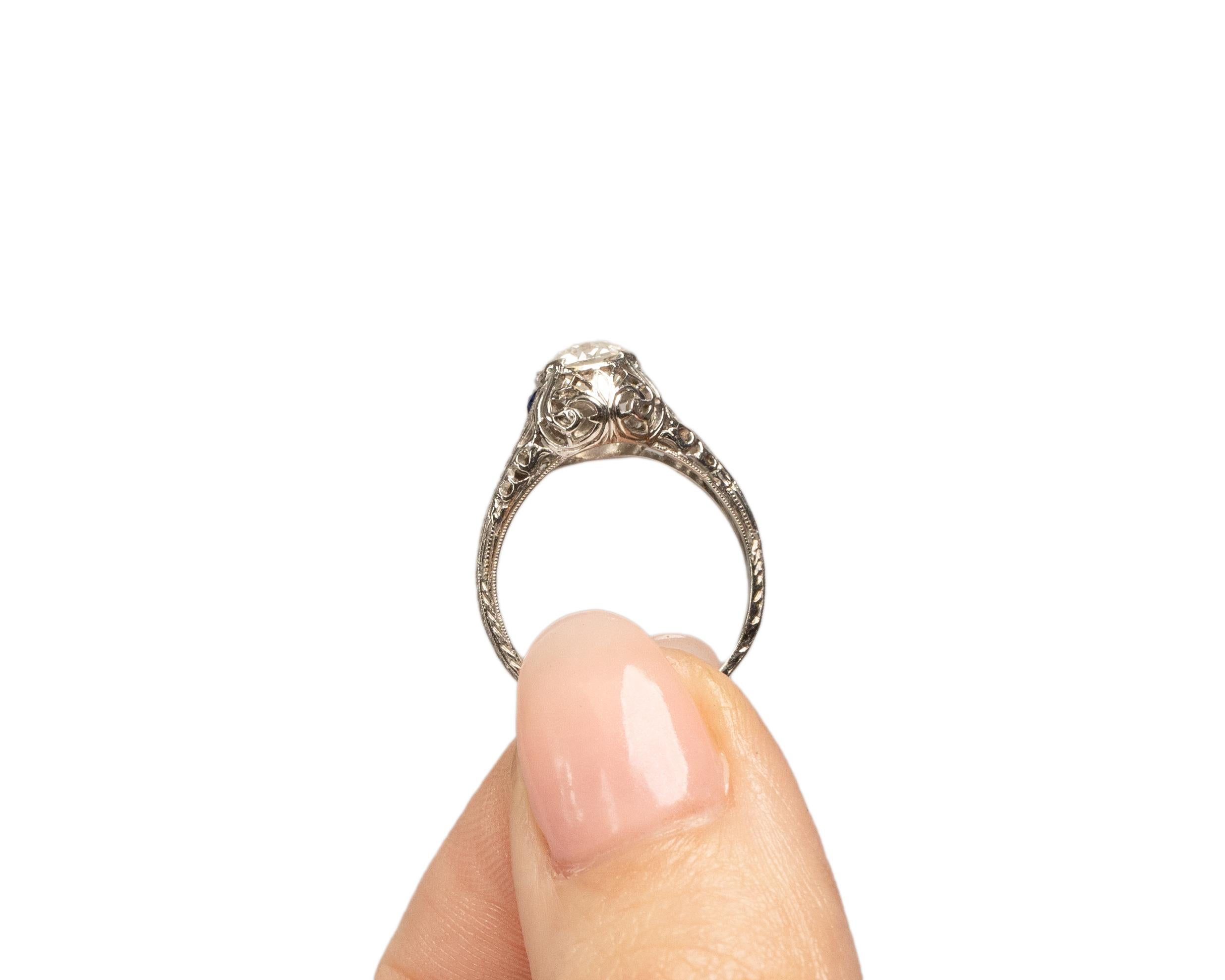 Bague de fiançailles Art déco en platine avec diamants de 1,05 carat certifiés GIA en vente 2