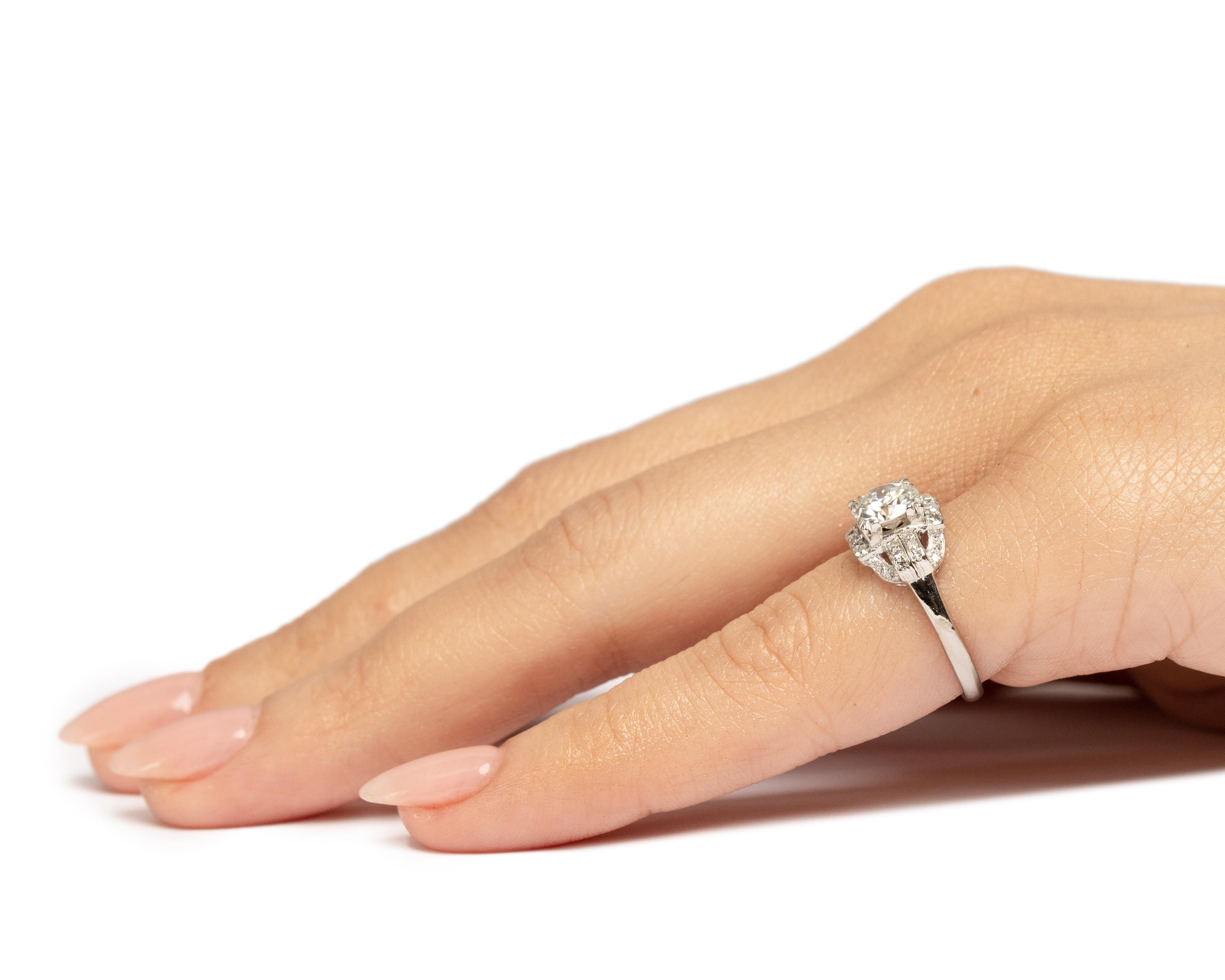 GIA 1.05 Carat Art Deco Diamond Platinum Engagement Ring For Sale 3