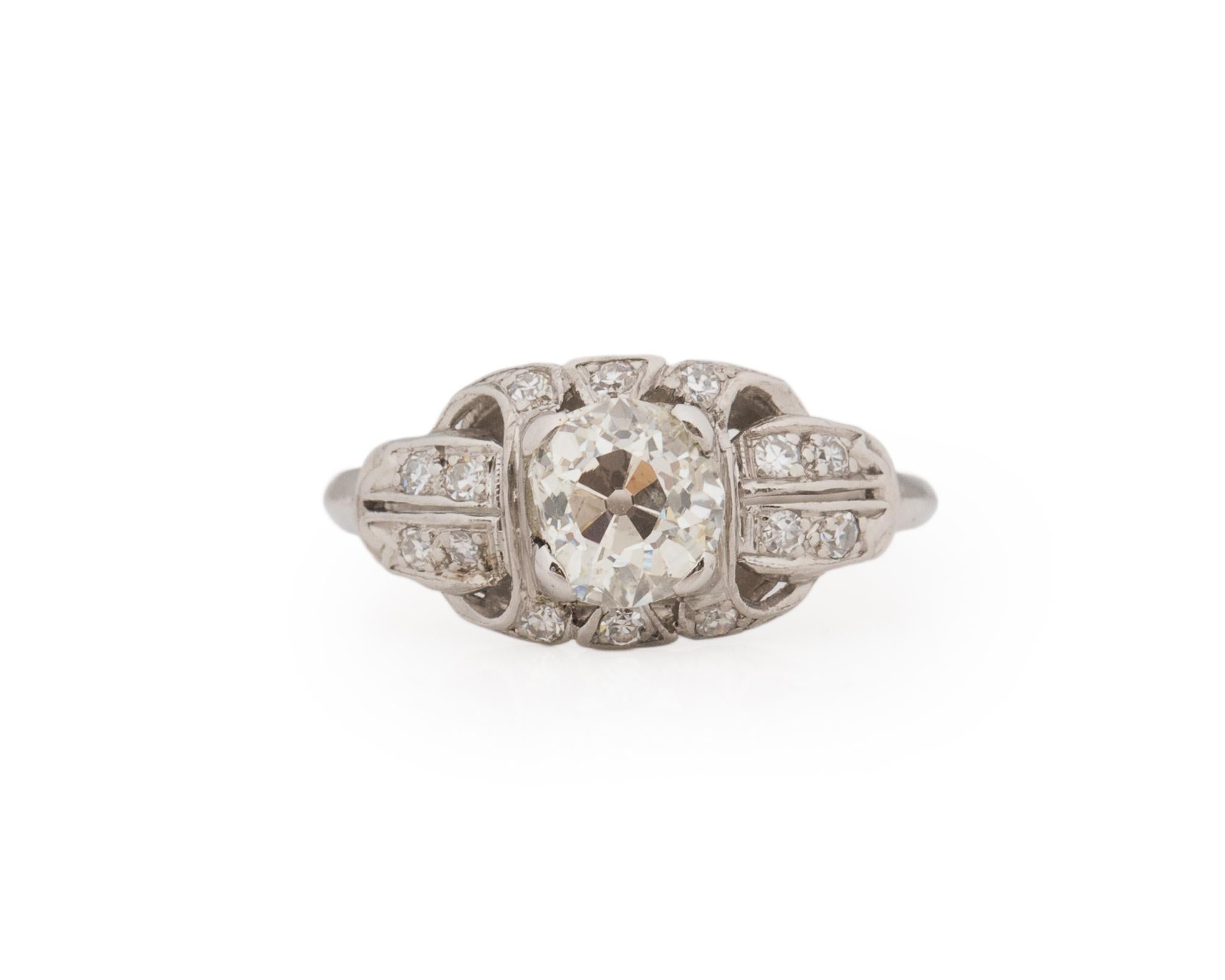 GIA 1,05 Karat Art Deco Diamant Platin Verlobungsring