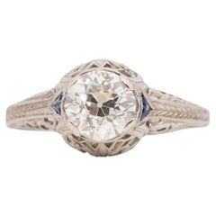 GIA 1.05 Carat Art Deco Diamond Platinum Engagement Ring