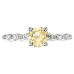 GIA 1.05 Carat Natural Fancy Yellow Sapphire Diamond Platinum Engagement Ring