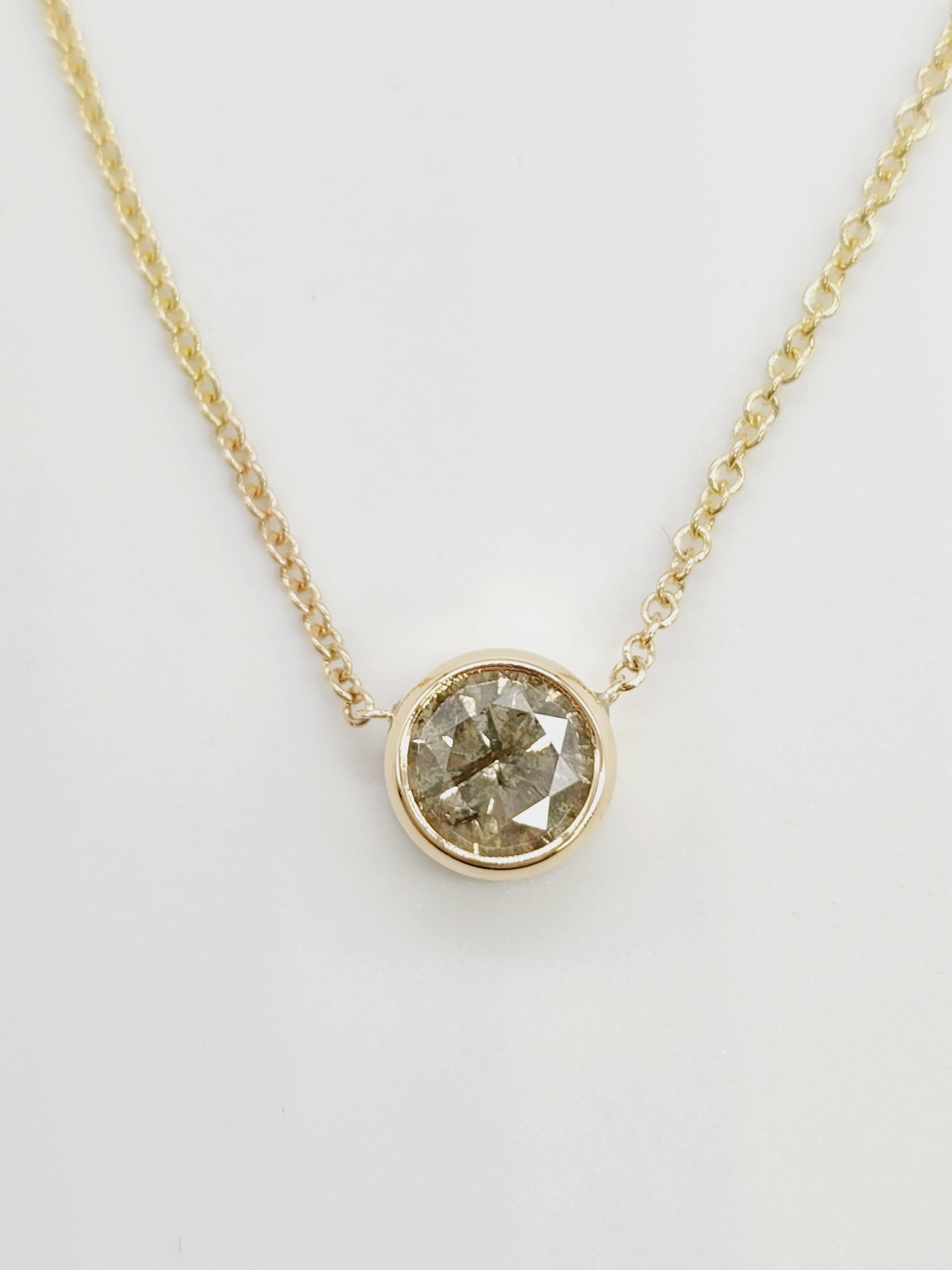 GIA 1.05 Carat Round Fancy Yellow Diamond Pendant 14 Karat Yellow Gold In New Condition For Sale In Great Neck, NY