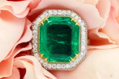 GIA 10,51 CT kolumbianischen grünen Smaragd 18K Gelbgold & Platin Verlobungsring