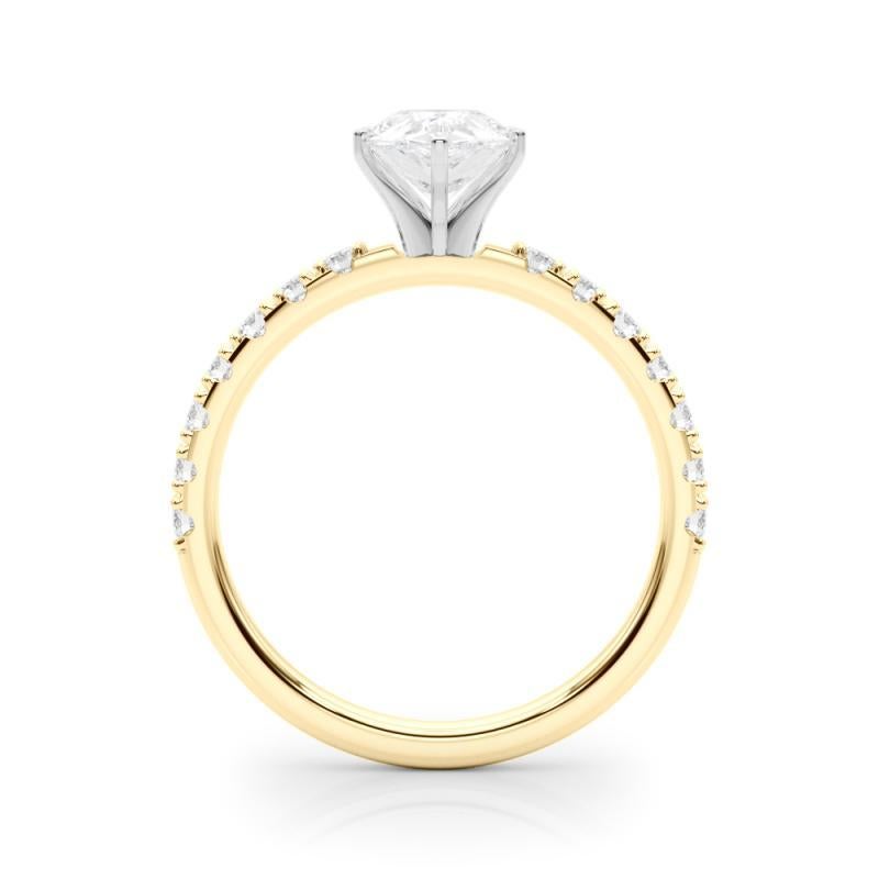 GIA Anillo de diamantes de oro amarillo de 18 quilates de 1,05 ct Solitario de pera con media eternidad en Nuevo estado para la venta en New York, NY