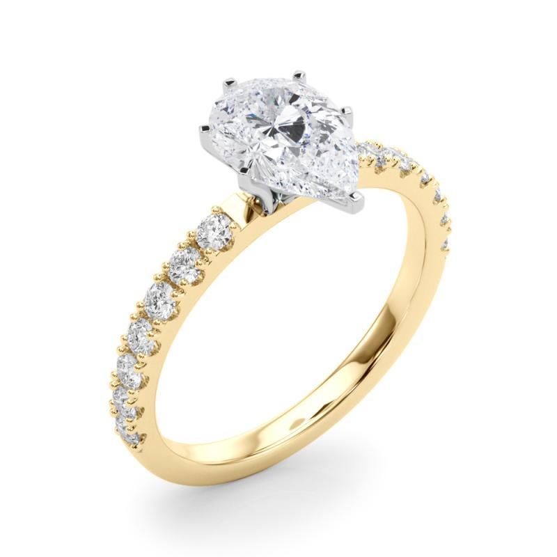 De las mujeres GIA Anillo de diamantes de oro amarillo de 18 quilates de 1,05 ct Solitario de pera con media eternidad en venta