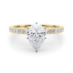 GIA 1.05ct Pear Solitaire with Half Eternity 18K Yellow Gold Diamond Ring