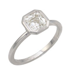 GIA 1.06 carat Asscher cut diamond 18k white gold engagement ring