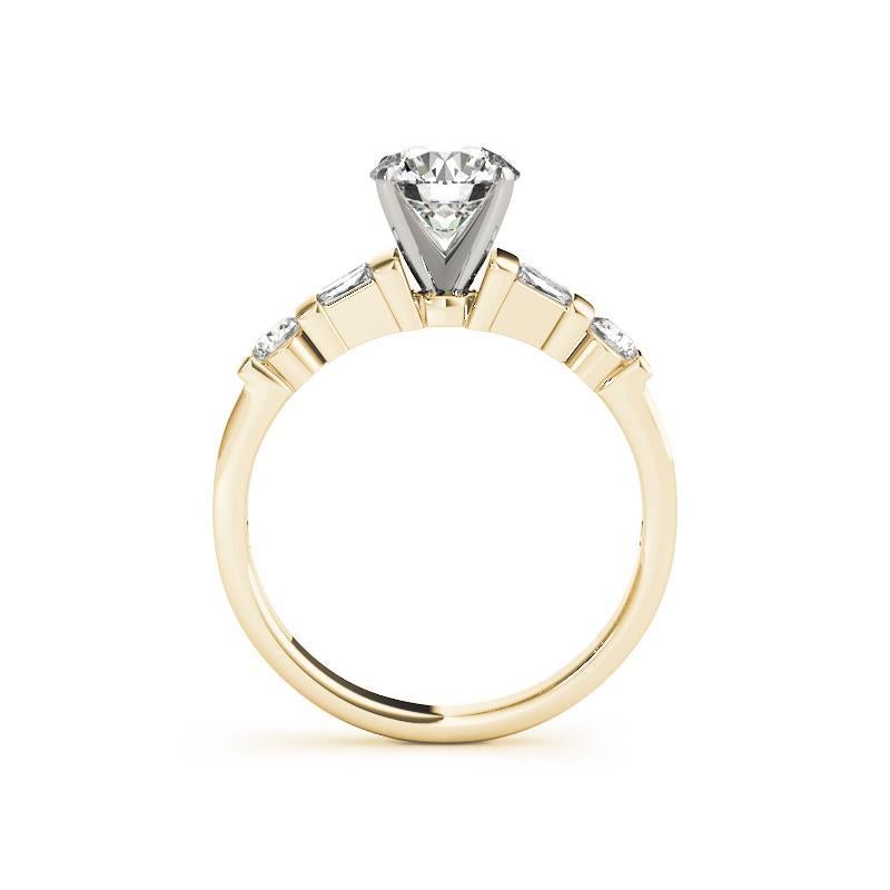 GIA 1.06 Carat Baguette & Round Channel Solitaire 18K Yellow Gold Diamond Ring Neuf - En vente à New York, NY