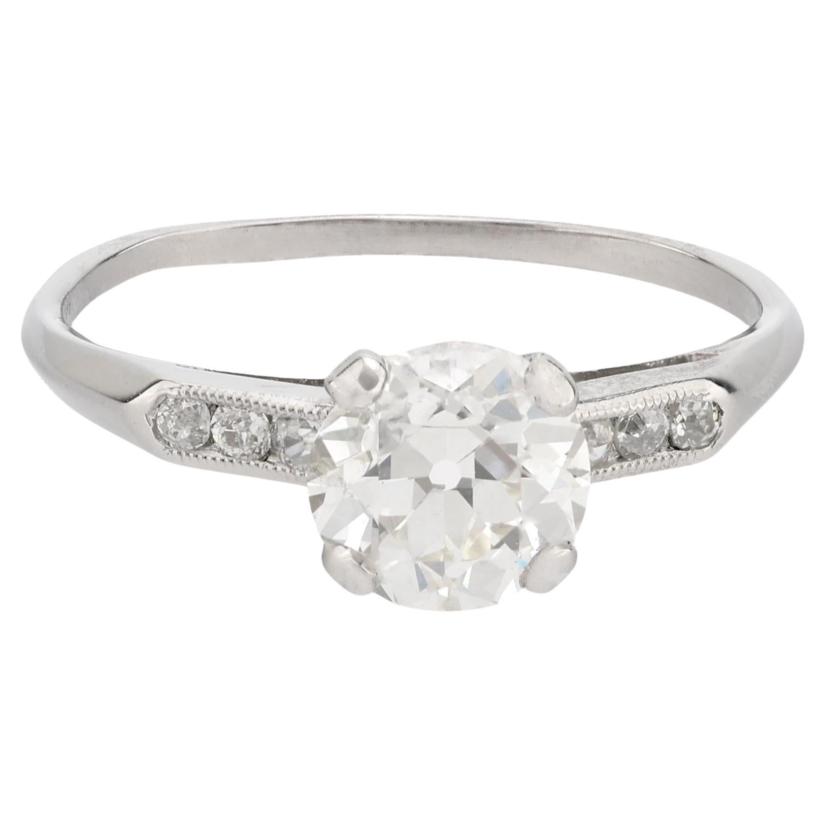 GIA 1.06 carat old European cut diamond platinum engagement ring