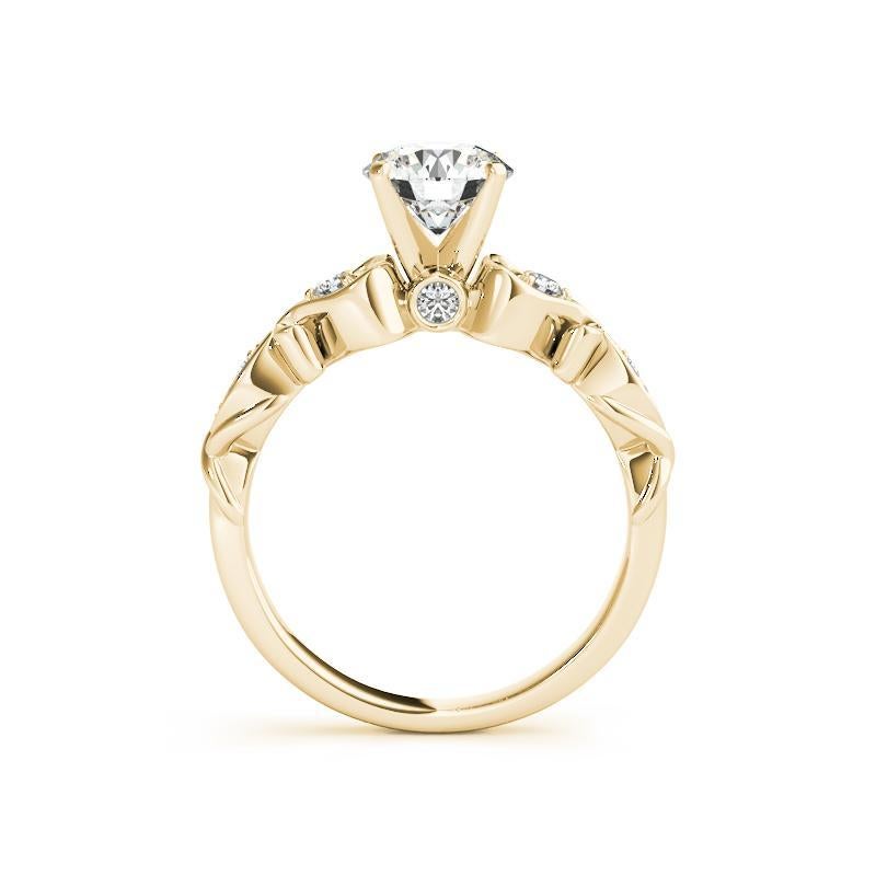 Taglio rotondo GIA 1,06 Carati Rotondo a Cinque Pietre Anello con Diamante Antico a Voluta in Oro Giallo 18K in vendita