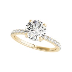 GIA 1,06 quilates Solitario redondo Halo oculto Pave Anillo de diamantes de oro amarillo de 18 quilates