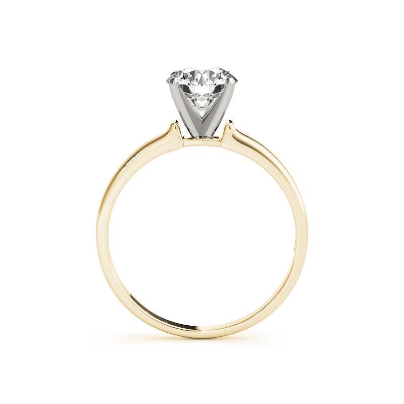 GIA 1.06 Carat Round Solitaire Square Edge Band 18K Yellow Gold Diamond Ring Neuf - En vente à New York, NY