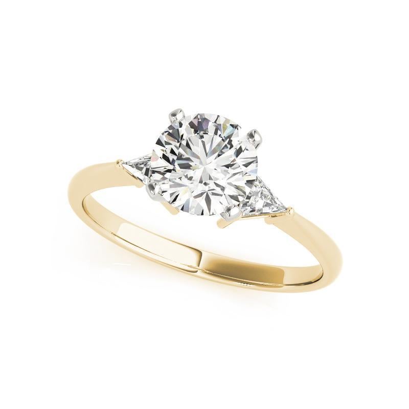 GIA Anillo de diamantes de oro amarillo de 18 quilates, talla trillón, redondo, de 1,06 quilates Corte redondo en venta