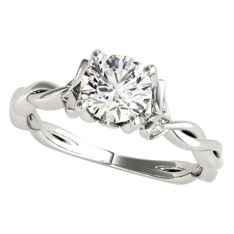 GIA 1.06 Carat Round Twisted Vine & Leaf Shank  Bague en diamant