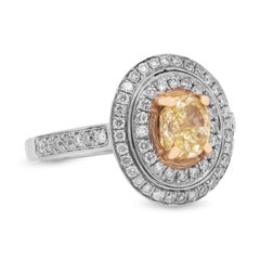 GIA 1.06 Carat VS1 Fancy Intense Yellow Diamond Ring with Diamonds White Gold