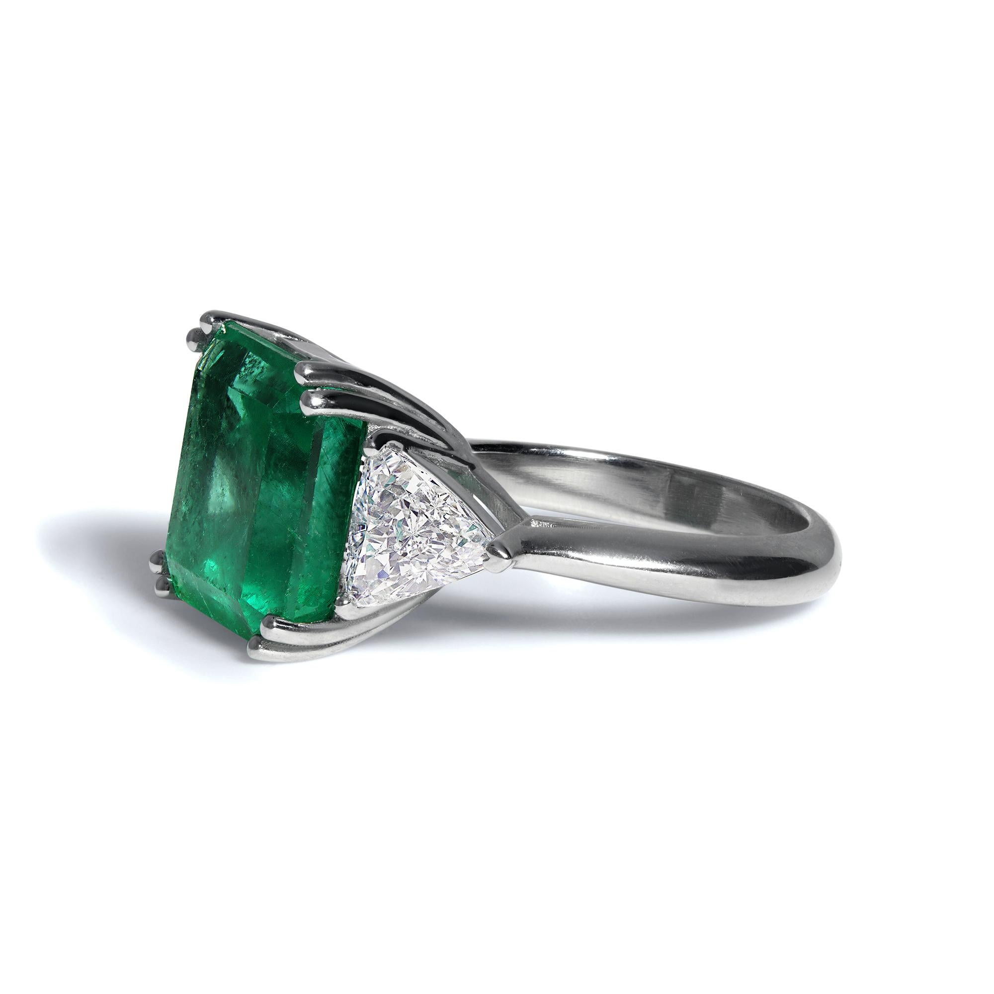 GIA 10.64ct Columbian Green Square Emerald Diamond 3stone Engagement Plat Ring 4