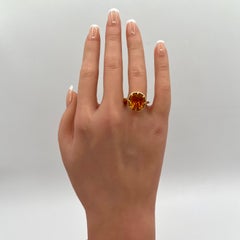 GIA 10.67 Carat Yellow Orange Sapphire Bezel Prong Ring in 18K Yellow Gold