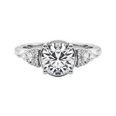GIA 1.06ct Round Bezel Cluster Flower Basket Set Diamond Ring