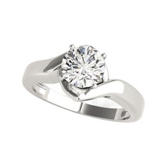 GIA 1.06ct Round Solitaire Contemporary Swirl  Diamond Ring