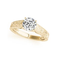 GIA 1,06ct Runder Solitär Geflecht Zacken Spalier Gelbgold Diamantring