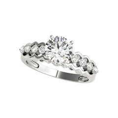 GIA 1.06ct Runde Solitär 
Seite Stein Halo Spitze Kanal Diamantring
