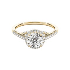 GIA 1,06ct Anello con diamante rotondo a triplo decker Cathedral in oro giallo 18K