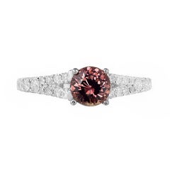 GIA 1.07 Carat Natural Pink Dark Brown Sapphire Diamond Gold Engagement Ring