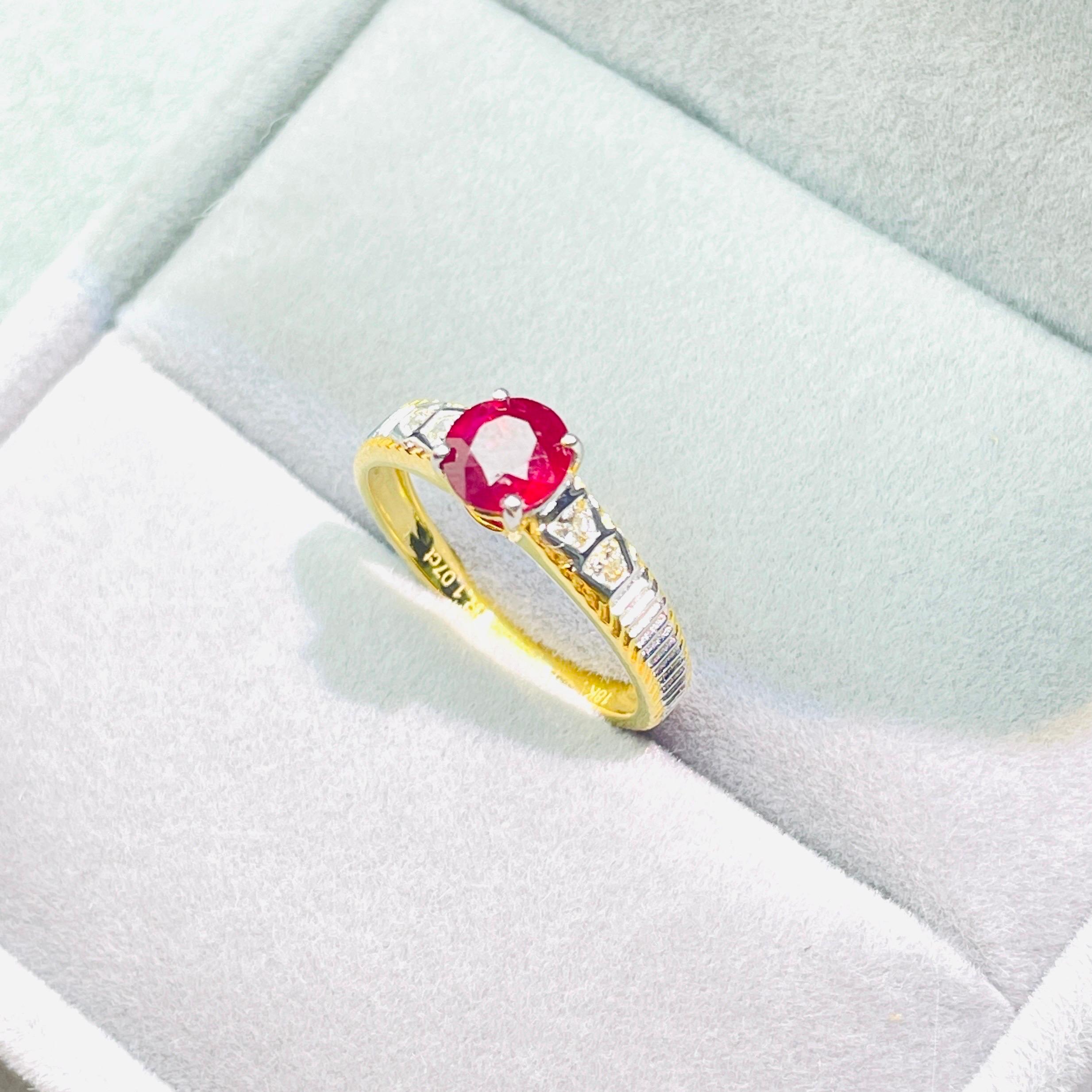 GIA 1.07 Ct Burma ruby unheated pigeon blood color Ring 18K Gold For Sale 7