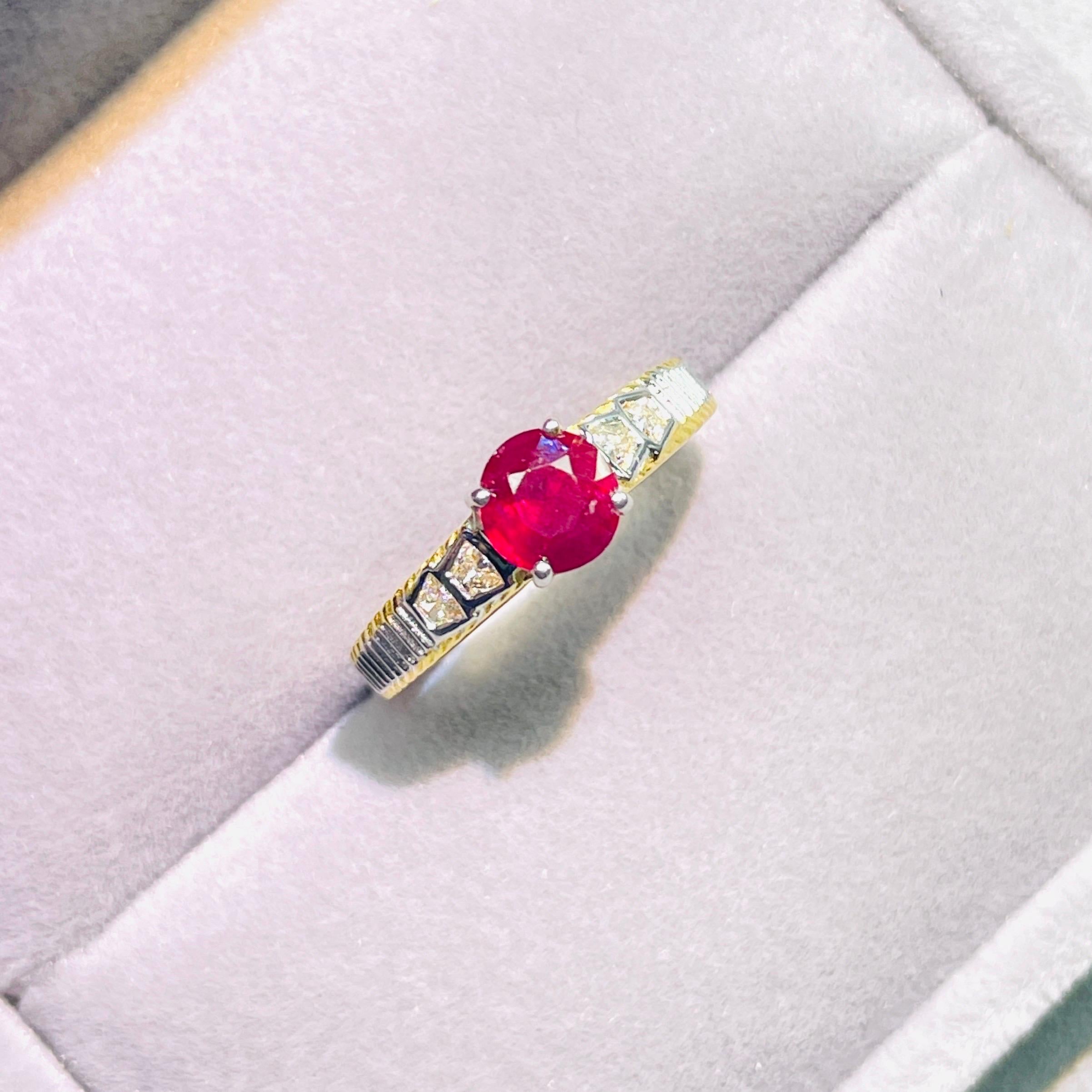 GIA 1.07 Ct Burma ruby unheated pigeon blood color Ring 18K Gold In New Condition For Sale In bangkok, TH
