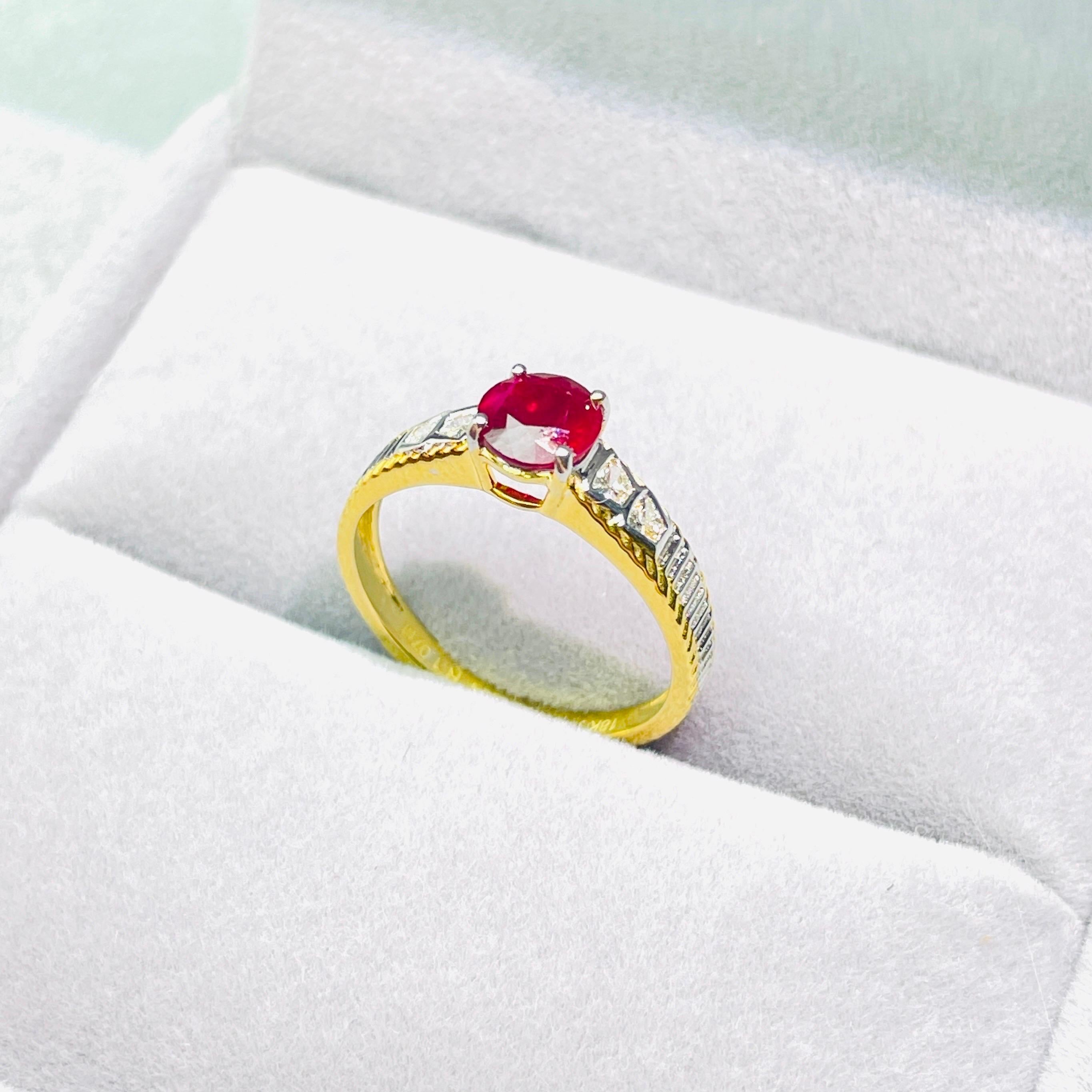 GIA 1.07 Ct Burma ruby unheated pigeon blood color Ring 18K Gold For Sale 3