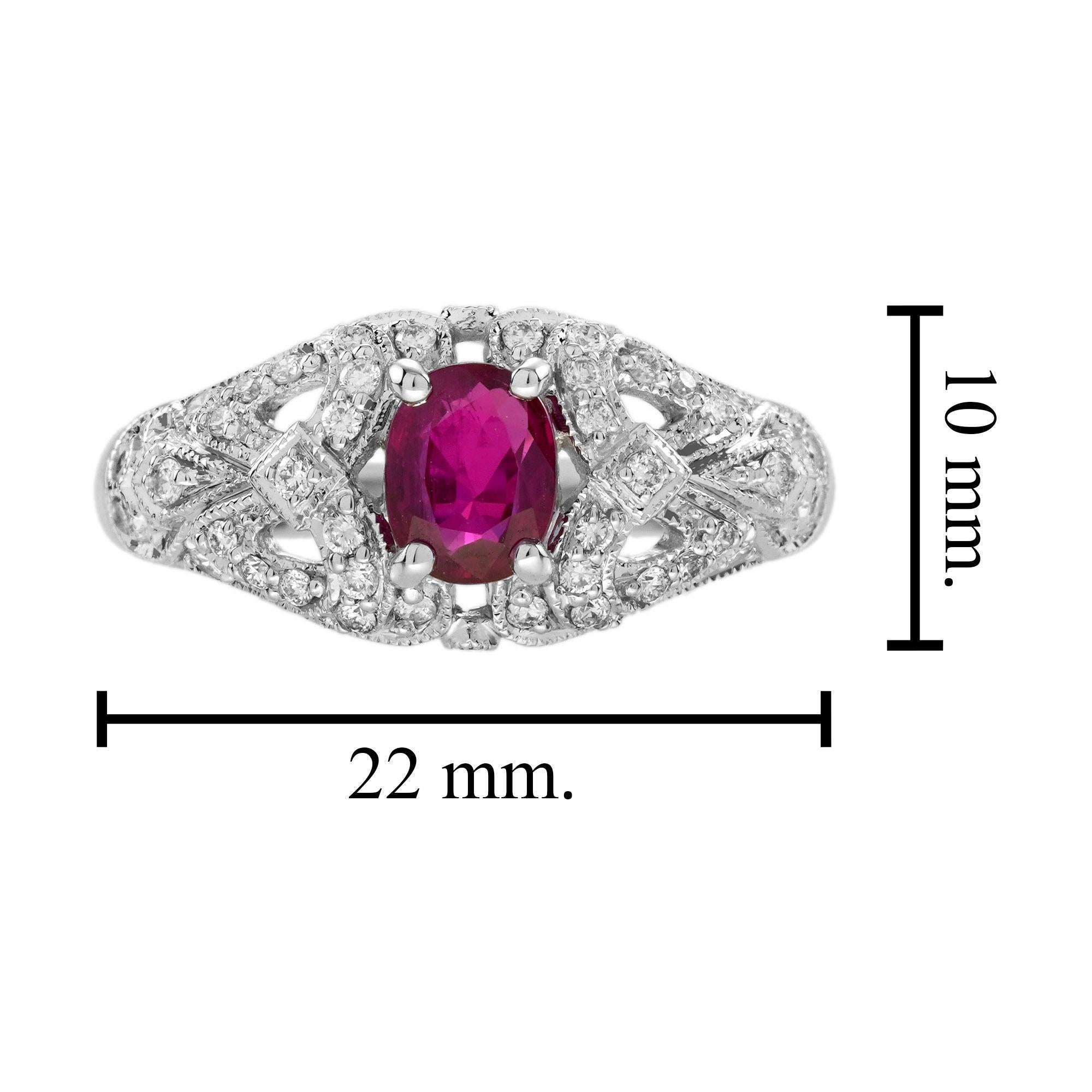 GIA 1.07 Ct. Ruby and Diamond Engagement Ring in 18K White Gold For Sale 6